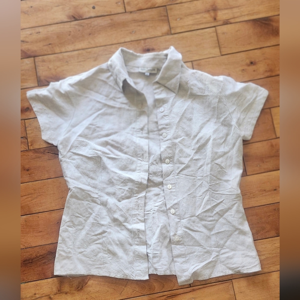 Casual Beige Button-Up Shirt